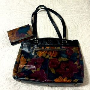 Patricia Nash Poppy Smooth Leather Shoulder bag and matching